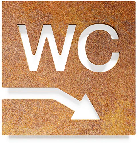 Vintage WC-Schild - selbstklebend - Retro Design Toiletten-Schild mit Pfeil rechts W-04-R von INOXSIGN