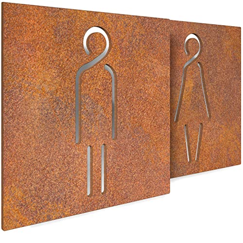 Vintage WC-Schilder Set - selbstklebend - Retro Design Toiletten-Schilder T-02-R von INOXSIGN