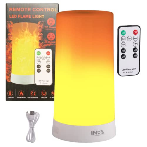 INRA Light LED-Lampe | flackernde LED Kerze | Led Kerzen Flackernde Flamme | Lampe mit Fernbedienung |Dekolampe mit Fernbedienung und USB-Ladekabel | wiederaufladbar | Tischfeuer Outdoor von INRA Light