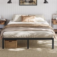 Bett 90x200 cm INRE, Einzelbett aus Metall mit Lattenrost, Belastbarkeit 350 kg, Einfache Montage, Geräuscharmes Einzelbett, Schwarz von INRE