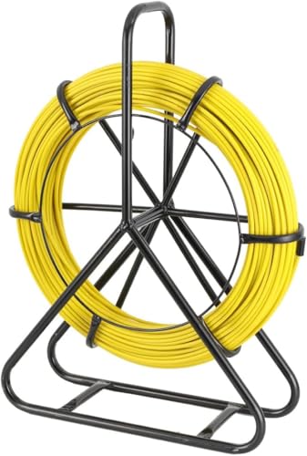 INREPRO Fiberglas Kabel Rad 100m Ø6mm Glasfaserstab Stahlständer Fischband Rohr Rodder Rad mit Stahlständer Kabeleinfädler von INREPRO