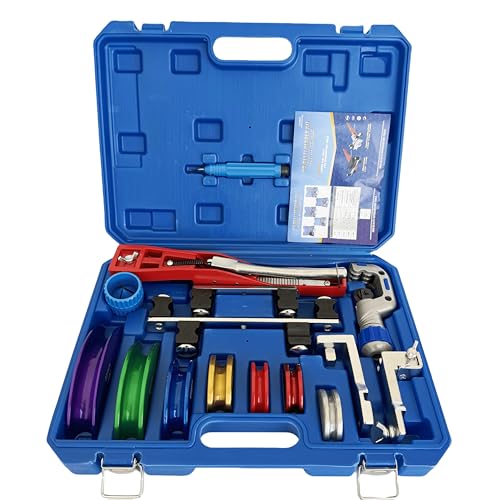 INREPRO Rohrbiegegerät Rohrbieger Rohrbiegemaschine bis 90 Winkel Ratschen Rohrbieger mit 7 Matrizen 6-22mm Rohrbiege-Set für Kupfer Aluminium Dünnwandigen Edelstahl PVC von INREPRO
