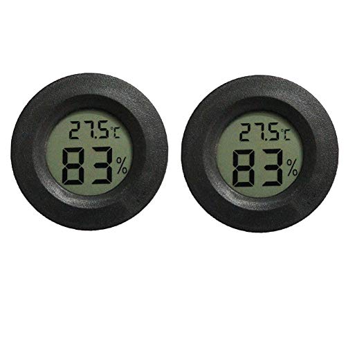 INRIGOROUS Reptilienthermometer, 2 Stück Digital Hygrometer Thermometer Gauge Terrarium Hygrometer Eidechse Spinne Schildkröte Tank Umschaltbar Celsius Fahrenheit (Schwarz) von INRIGOROUS