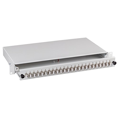 Spleißbox von InS 19“/HE ausziehbar komplett bestückt und spleißfertig vorbereitet (OM4 24x LC Duplex) von INS