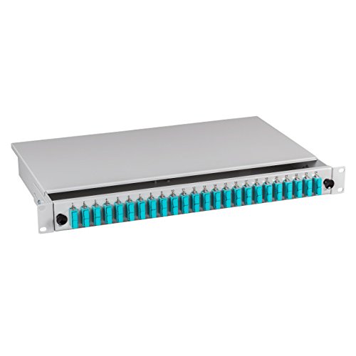 Spleißbox von InS 19“/HE ausziehbar komplett bestückt und spleißfertig vorbereitet (OM4 24x SC Duplex) von INS