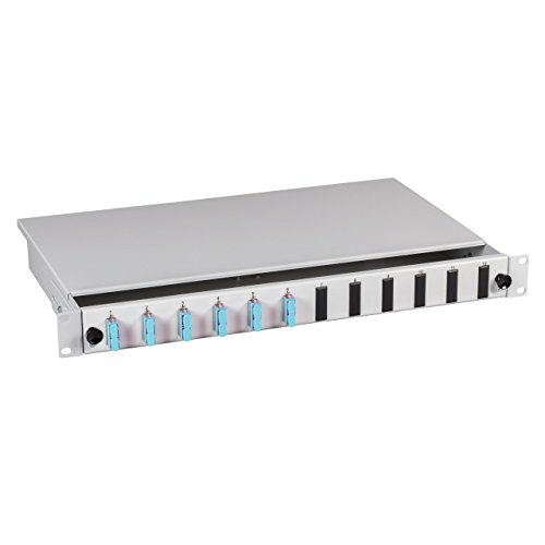 Spleißbox von InS 19“/HE ausziehbar komplett bestückt und spleißfertig vorbereitet (OS2 6X SC Duplex) von INS
