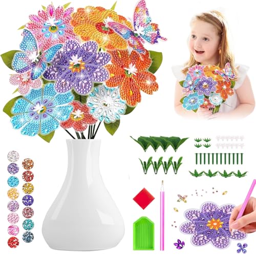 INSANYJ Geschenke Mädchen 6 7 8 9 10 11 12 Jahre, Blumen Bastelset Kinder ab 6-12 Jahre, Diamond Painting Kinder Blumenstrauß für Mädchen Geburtstagsgeschenk Spielzeug ab 5-12 Jahre von INSANYJ