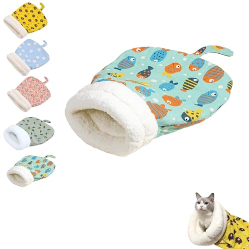 INSDHCCHD Gemütliches Haustiernest for Katzen und Hunde, Dicker Katzenschlafsack for den Innenbereich, tragbares, gemütliches, warmes Katzenbett, for Katzen und kleine Hunde.(Green,18 * 22inch) von INSDHCCHD