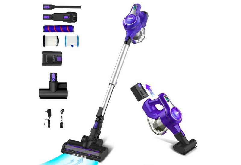 INSE Akku-Hand-und Stielstaubsauger Akku Staubsauger Kabelloser Staubsauger 32Kpa Schlauch10in1 Akkusauger, LED 2500MAH Akku-Staubsauger 300W 2 Arbeitsmodi Staubsauger von INSE