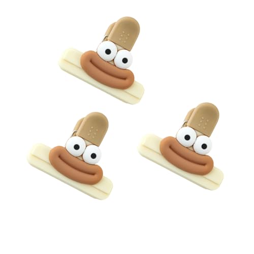 3 x Acryl-Taschenclips mit weichen Griffen, sichere Versiegelung für Brot-Chips und Lebensmittelkonservierung, niedliche Snack-Versiegelung von INSEOWI
