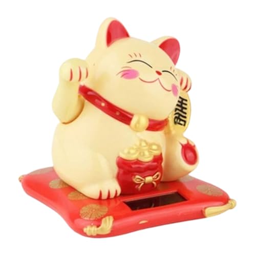 INSEOWI Solarantriebswinkelige Statue Umzug Armfahrzeug/Schreibtisch Dekoration Für Wohlstandsattraktion & Home Office Luck Solar Powered Lucky Cats Auto Dekoration von INSEOWI