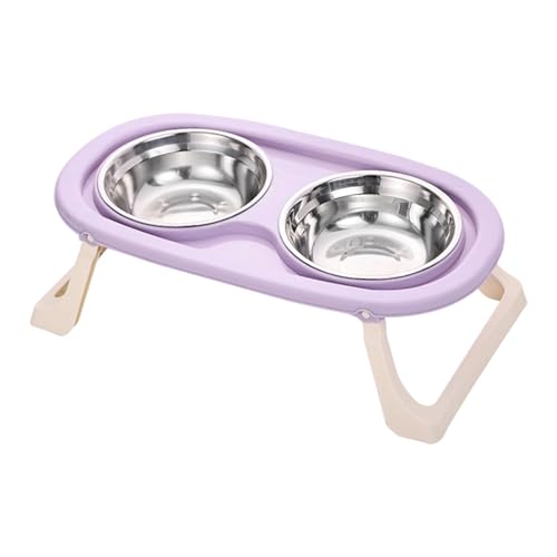 Stabiler erhöhter Hundenapfständer mit doppeltem Napf, spritzwassergeschütztes Design, für die meisten Rassen, Pastellfarben, rutschfester Futternapf für Katzen von INSEOWI