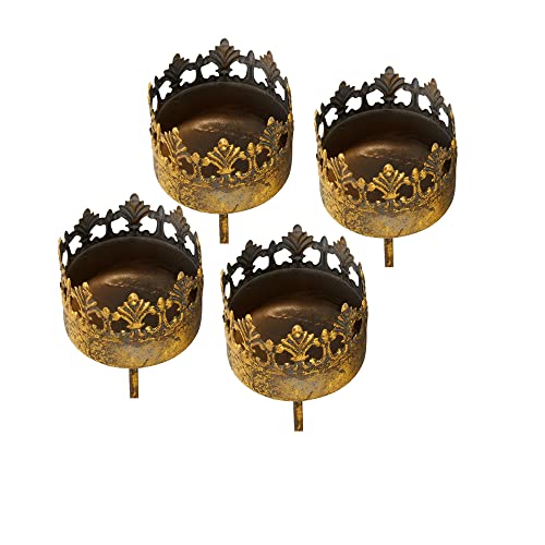 Teelichthalter für Adventskranz 4er Set - Kerzenhalter mit Spieß D 5,5cm in Gold antik Teelichthalter für Adventskranz 4er Set - Kerzenhalter mit Spieß D 5,5cm in Gold antik von INSGEER