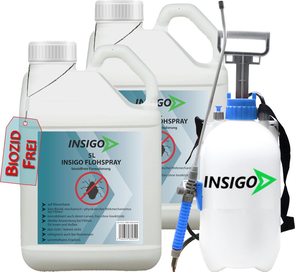 INSIGO Insektenspray Anti Floh-Spray Floh-Mittel Ungezieferspray, 10 l, biozidfreie Formel, auf Wasserbasis, geruchsarm, brennt / ätzt nicht INSIGO Insektenspray Anti Floh-Spray Floh-Mittel Ungezieferspray, 10 l, biozidfreie Formel, auf Wasserbasis, geruchsarm, brennt / ätzt nicht von INSIGO
