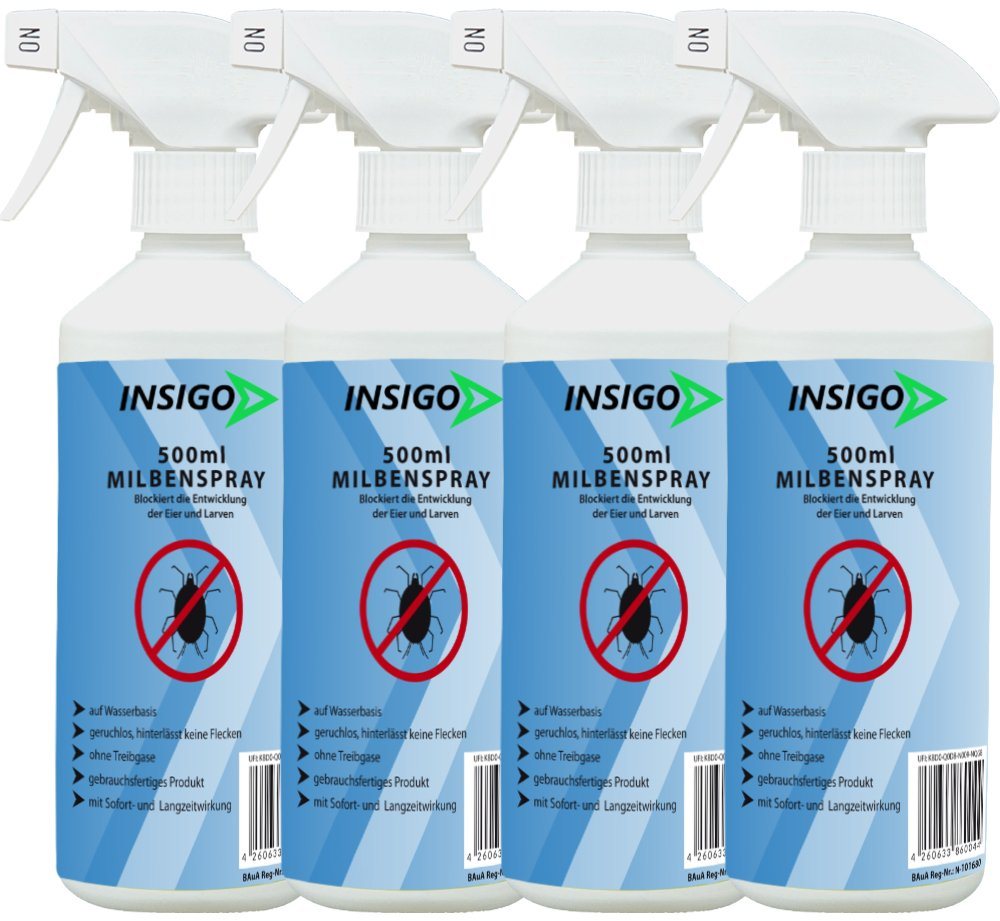 INSIGO Insektenspray Anti Milben-Spray Milben-Mittel Ungezieferspray, 2 l, auf Wasserbasis, geruchsarm, brennt / ätzt nicht, mit Langzeitwirkung von INSIGO