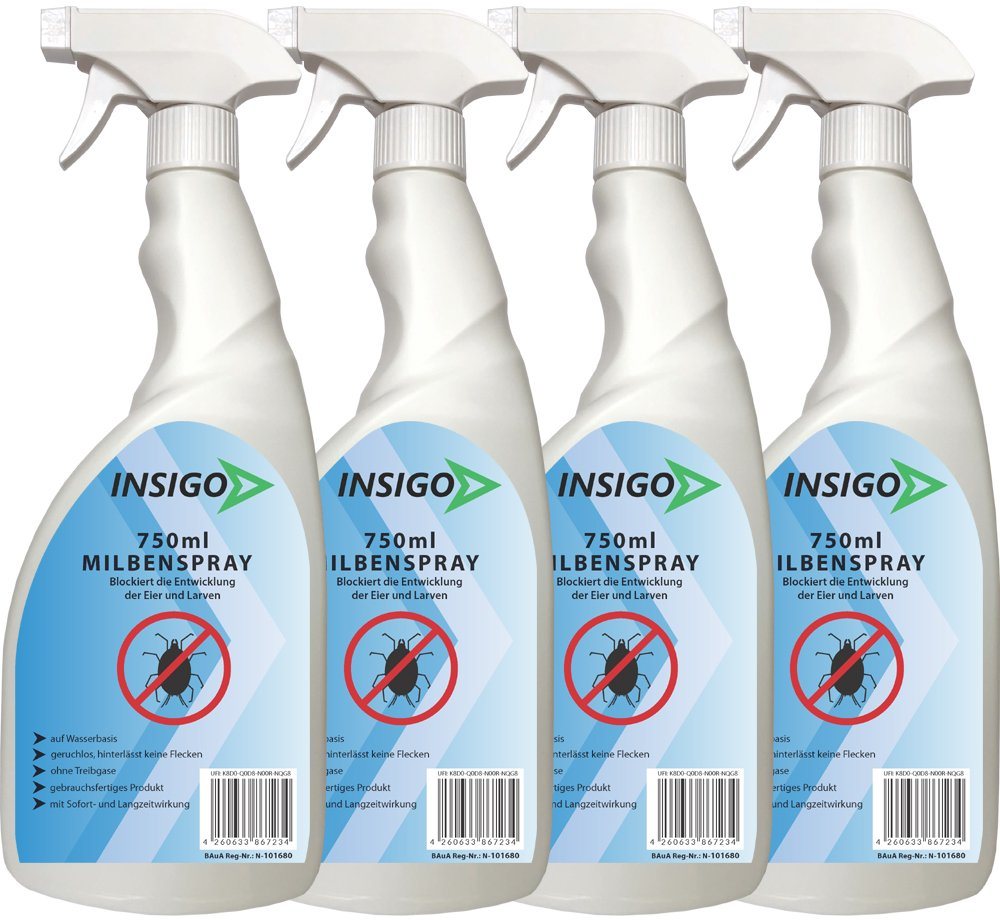 INSIGO Insektenspray Anti Milben-Spray Milben-Mittel Ungezieferspray, 3 l, auf Wasserbasis, geruchsarm, brennt / ätzt nicht, mit Langzeitwirkung von INSIGO