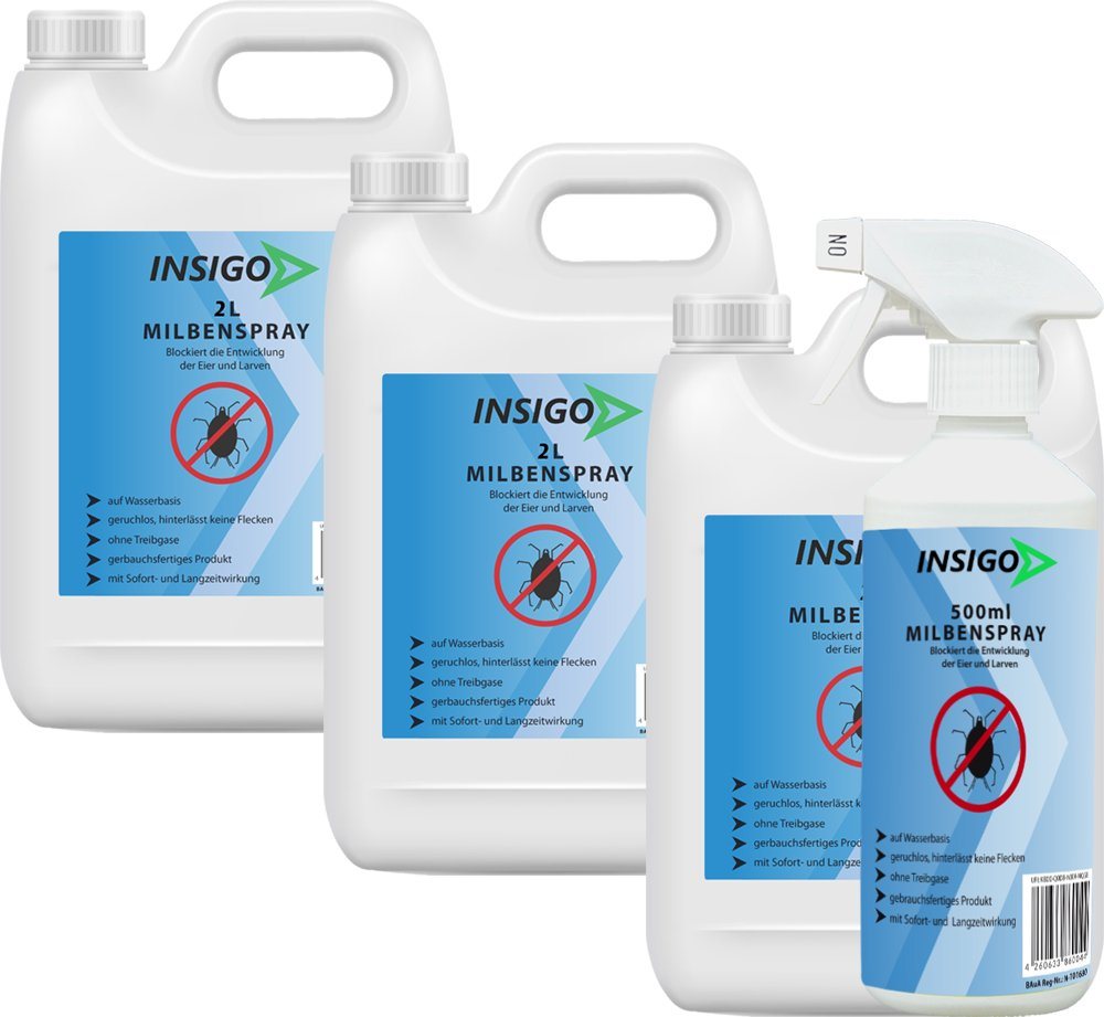 INSIGO Insektenspray Anti Milben-Spray Milben-Mittel Ungezieferspray, 6.5 l, auf Wasserbasis, geruchsarm, brennt / ätzt nicht, mit Langzeitwirkung von INSIGO