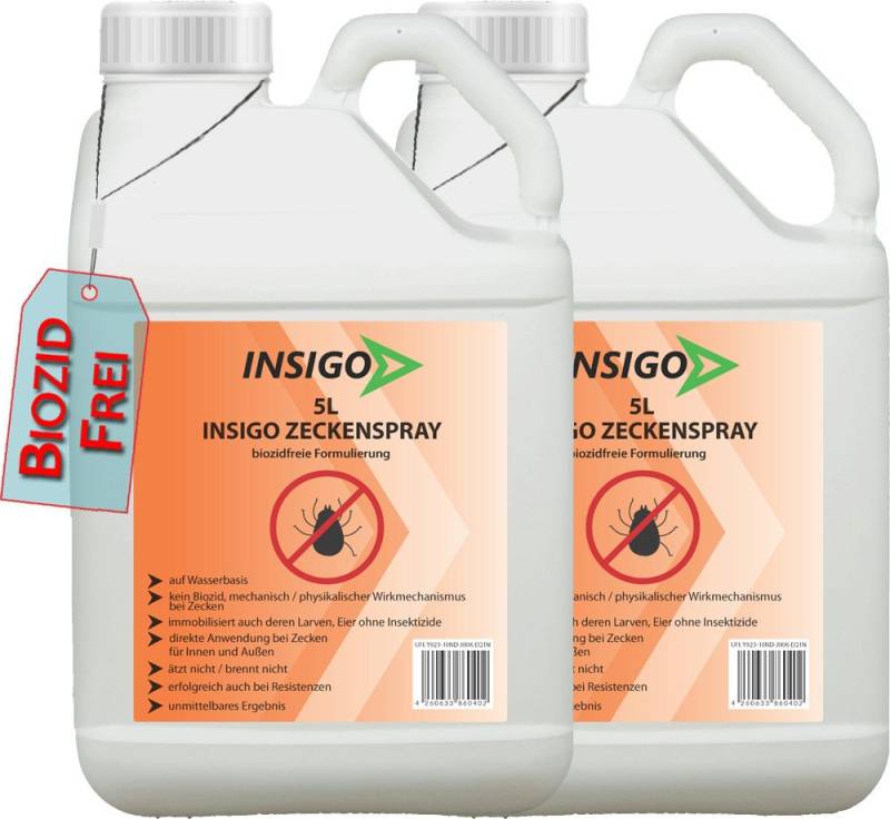 INSIGO Insektenspray INSIGO ZECKE, 10 l, biozidfreie Formel, auf Wasserbasis, geruchsarm, brennt / ätzt nicht von INSIGO