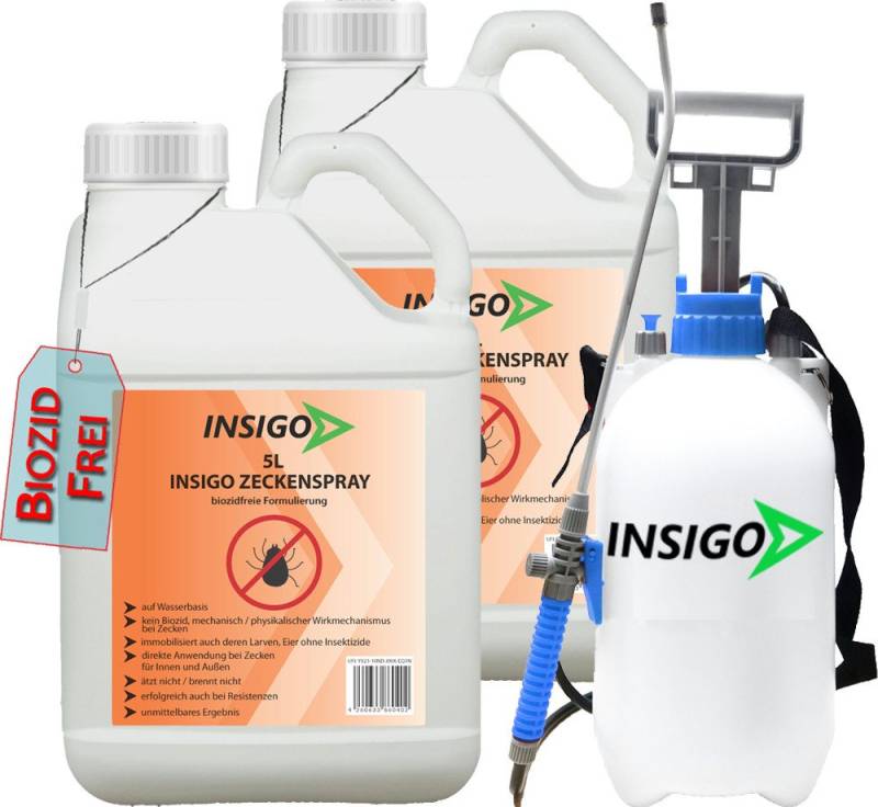 INSIGO Insektenspray INSIGO ZECKE, 10 l, biozidfreie Formel, auf Wasserbasis, geruchsarm, brennt / ätzt nicht von INSIGO