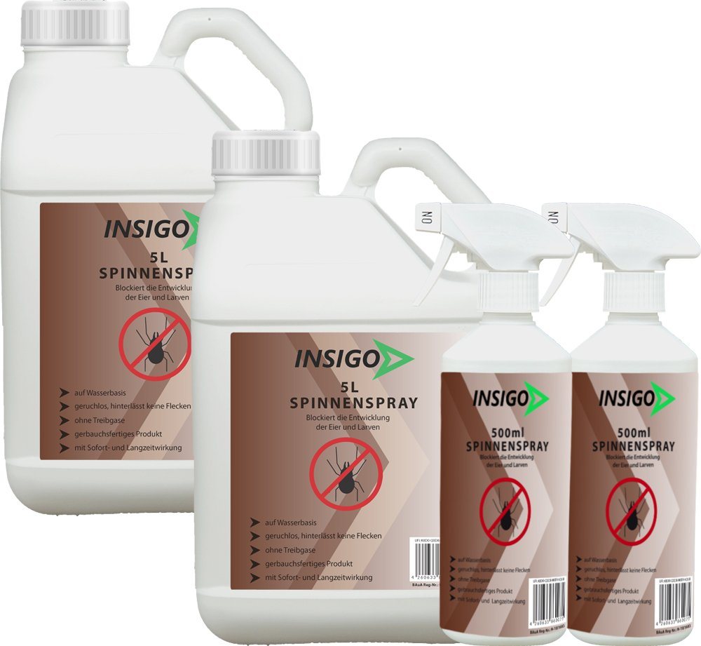 INSIGO Insektenspray Spinnen-Spray Hochwirksam gegen Spinnen, 11 l, auf Wasserbasis, geruchsarm, brennt / ätzt nicht, mit Langzeitwirkung von INSIGO