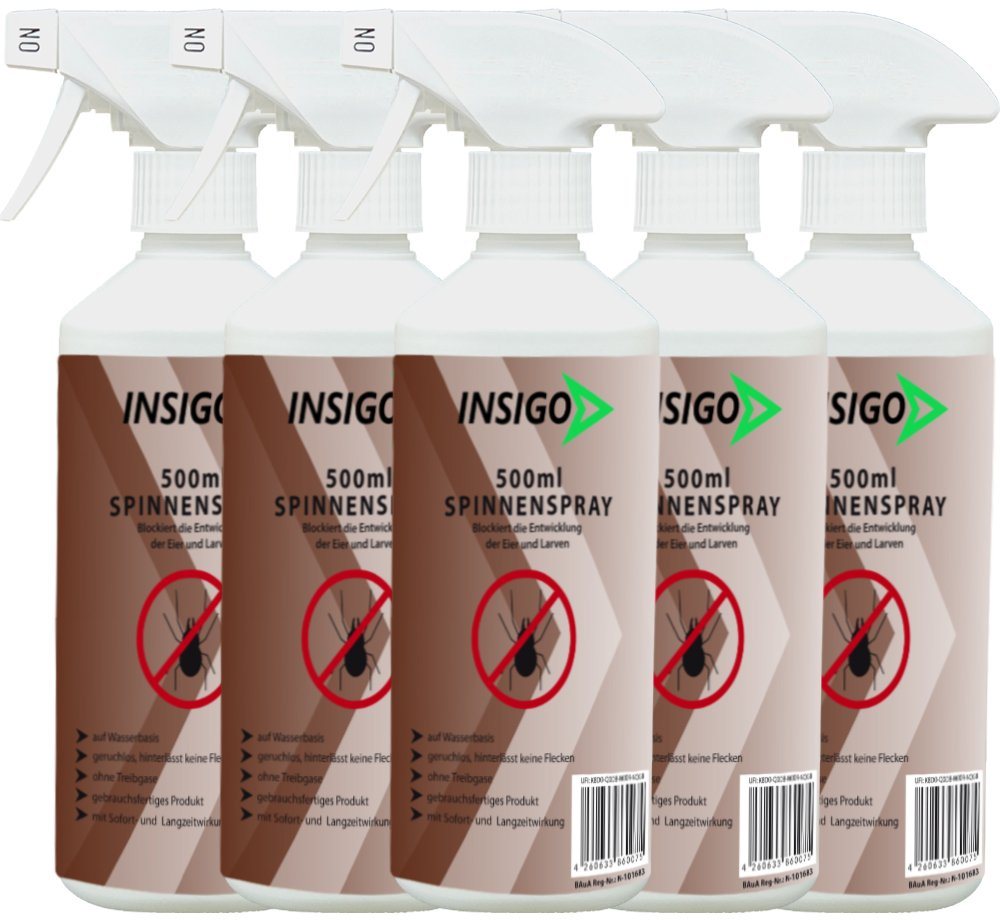 INSIGO Insektenspray Spinnen-Spray Hochwirksam gegen Spinnen, 2.5 l, auf Wasserbasis, geruchsarm, brennt / ätzt nicht, mit Langzeitwirkung von INSIGO