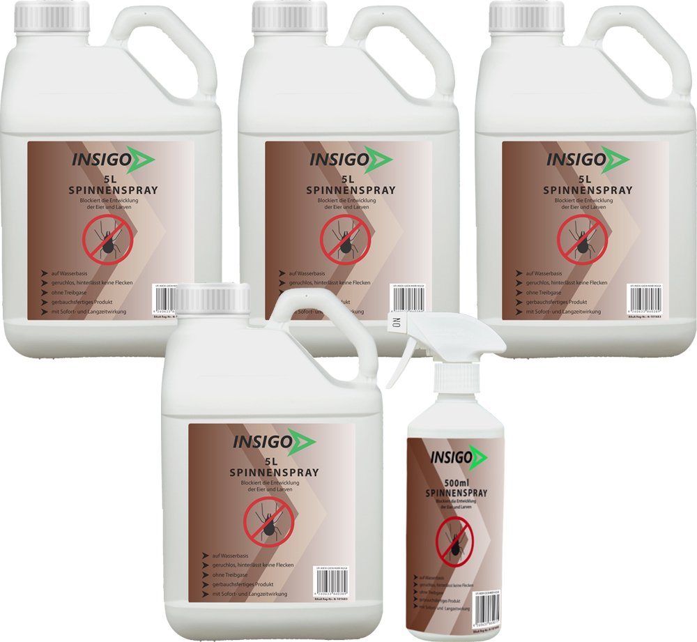 INSIGO Insektenspray Spinnen-Spray Hochwirksam gegen Spinnen, 20.5 l, auf Wasserbasis, geruchsarm, brennt / ätzt nicht, mit Langzeitwirkung von INSIGO