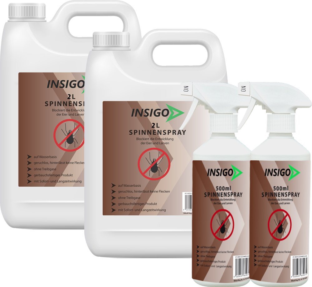 INSIGO Insektenspray Spinnen-Spray Hochwirksam gegen Spinnen, 5 l, auf Wasserbasis, geruchsarm, brennt / ätzt nicht, mit Langzeitwirkung von INSIGO