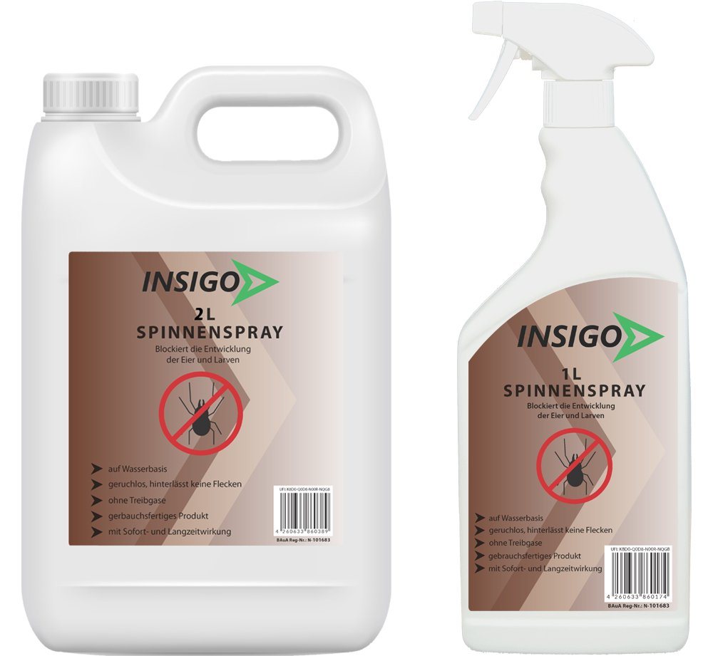 INSIGO Insektenspray Spinnen-Spray Hochwirksam gegen Spinnen, 5 l, auf Wasserbasis, geruchsarm, brennt / ätzt nicht, mit Langzeitwirkung von INSIGO