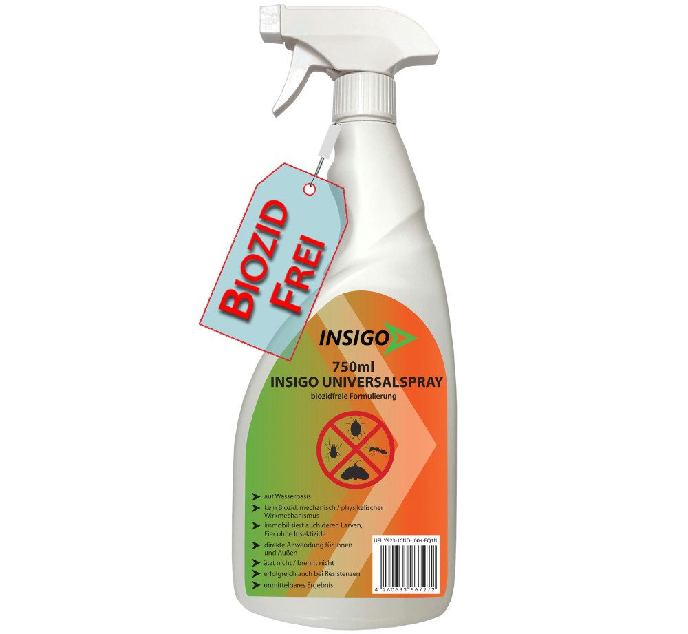 INSIGO Insektenspray Universalspray, Insektenspray, 0,75 l, biozidfreie Formel, auf Wasserbasis, geruchsarm, brennt / ätzt nicht INSIGO Insektenspray Universalspray, Insektenspray, 0,75 l, biozidfreie Formel, auf Wasserbasis, geruchsarm, brennt / ätzt nicht von INSIGO