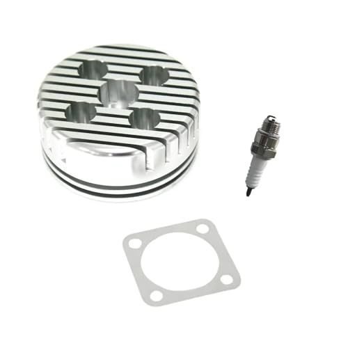 Racing CNC-Zylinderkopf und Stecker-Kit, kompatibel mit 66/80 cc Bike, Silbergrün(Silver) von INSOGZRAF
