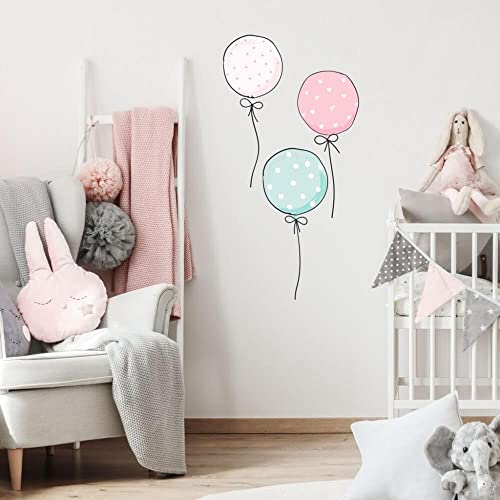 INSPIO Wandtattoo Luftballons Wandsticker Kinderzimmer Deko Babyzimmer (Nr. 6 - Mint-rosa) von INSPIO