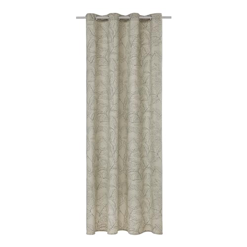 INSPIRE - Blickdichter Vorhang LEONY - B.140 x H.280 cm - Vorhänge mit Ösen - Baumwolle - Beige - Blättermuster - Vorhang Blickdicht von INSPIRE