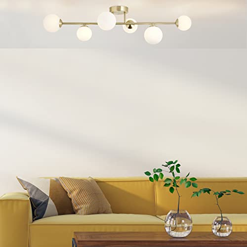 INSPIRE - Deckenleuchte - CALLAS - 6 x GU9 Max 28 W - L. 98 cm - Glas - Messing, vergoldet - Deckenlampe design von INSPIRE