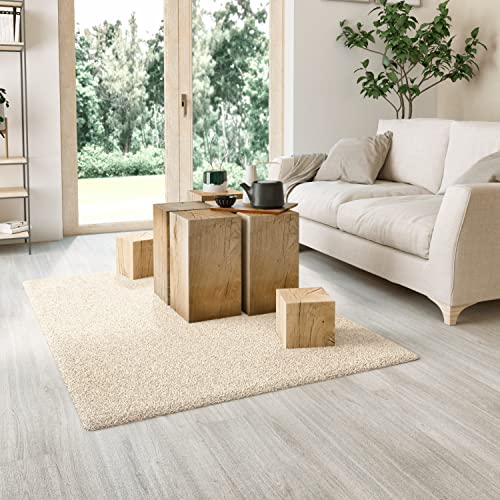 INSPIRE - Rechteckiger Teppich Tony - Hellbeige - Creme - 22 mm x B.160 cm x L.230 cm - Teppich Schlafzimmer - Teppich Wohnzimmer - Teppich Kurzflor - Weich - 2300g/m² von INSPIRE