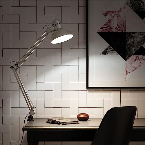 INSPIRE - Schreibtischlampe ARQUITECTO - H.60 cm - 1 x E27 60W - Verstellbare Tischlampe mit Gelenkarm - Architektenlampe zum Aufklipsen - Metall und Kunststoff - Silberfarben - Schreibtischleuchte von INSPIRE