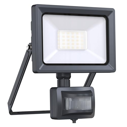 INSPIRE - YONKERS LED-Außenstrahler mit Bewegungsmelder - 2700LM - 20W - IP44-4000K - B. 13,4 cm - Aluminium - Schwarz - LED Strahler von INSPIRE