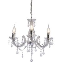 Inspired Deco - Floria - Kronleuchter mit Acrylleuchte & Acrylkristalltröpfchen 3 Light E14 Chrom poliert von INSPIRED LIGHTING