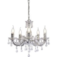 Inspired Deco - Floria - Kronleuchter mit Acrylleuchte & Acryltröpfchen 5 Light E14 Chrom poliert von INSPIRED LIGHTING