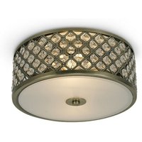 Inspired Deco - Sasha - 2 Licht E14, Deckenleuchte, 300 mm rund, antikes Messing mit Kristallglas und Opalglasdiffusor Inspired Deco - Sasha - 2 Licht E14, Deckenleuchte, 300 mm rund, antikes Messing mit Kristallglas und Opalglasdiffusor von INSPIRED LIGHTING