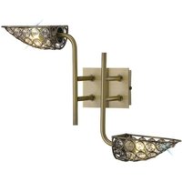 Inspired Diyas - Ashton - Wandleuchte 2 Licht Antik Messing, Kristall Inspired Diyas - Ashton - Wandleuchte 2 Licht Antik Messing, Kristall von INSPIRED LIGHTING