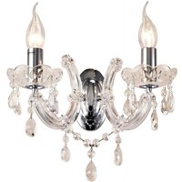 Inspired Gabrielle Wandleuchte, 2 Leuchten, E14, Glasleuchter und Glastropfen/poliertes Chrom Inspired Gabrielle Wandleuchte, 2 Leuchten, E14, Glasleuchter und Glastropfen/poliertes Chrom von INSPIRED LIGHTING