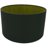 Inspired Deco - Sigma - Runder Zylinder, 300 x 170 mm Dual Faux Silk Fabric Shade, Mitternachtsschwarz, grüne Olive von INSPIRED LIGHTING