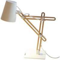 Inspired Mantra - Looker - Tisch Task Lampe 1 Licht E27, Matt Weiß, Buche von INSPIRED LIGHTING