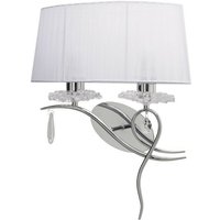 Inspired Lighting - Inspired Mantra - Louise - Wandleuchte links 2 Licht E27 mit weißem Schatten, poliertem Chrom, klarem Kristall von INSPIRED LIGHTING