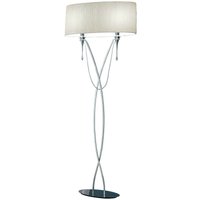 Inspired Lucca Stehlampe 2-flammig E27, poliertes Chrom, weißer Schirm und klares Kristall von INSPIRED LIGHTING