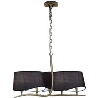 Inspired Mantra Fusion Ninette Ninette Pendelleuchte, 3-armig, 6-flammig, E14, mit schwarzen Schirmen, antikes Messing Inspired Mantra Fusion Ninette Ninette Pendelleuchte, 3-armig, 6-flammig, E14, mit schwarzen Schirmen, antikes Messing von INSPIRED LIGHTING