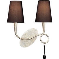 Inspired Mantra Fusion Paola Paola Wandleuchte, 2-flammig, E14, silberfarben lackiert mit schwarzen Schirmen und schwarzen Glastropfen Inspired Mantra Fusion Paola Paola Wandleuchte, 2-flammig, E14, silberfarben lackiert mit schwarzen Schirmen und schwarzen Glastropfen von INSPIRED LIGHTING