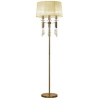 Inspired Mantra Tiffany Stehlampe 3+3 Licht E27+G9, antikes Messing mit cremefarbenem Schirm und klarem Kristall von INSPIRED LIGHTING