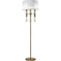 Inspired Mantra Tiffany Stehlampe 3+3 Licht E27+G9, antikes Messing mit weißem Schirm und klarem Kristall von INSPIRED LIGHTING