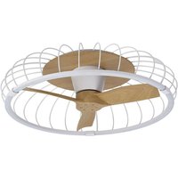 Mantra Nature Dimmbare LED-Deckenleuchte und 30-W-DC-Wendeventilator, Weiß/Holz-Fernbedienung und APP-Steuerung von INSPIRED LIGHTING